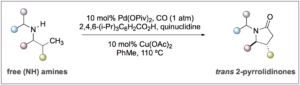 图1：通过钯催化的C-H活化合成内酰胺的线性烷基胺的C-H活化的最佳反应条件和所选产品